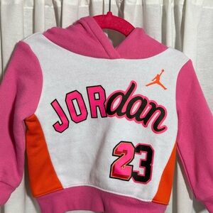 Baby Girl Jordans Pink & White Pullover Hoodie - 23 Graphic 12 months